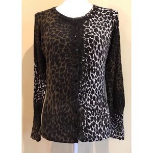 Willi Smith Leopard Print Long Sleeve Cardigan